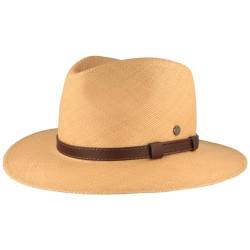 Breiter ORIGINAL Panamahut Strohhut aus Ecuador Handgeflochten Hut UV-Schutz Bruchschutz Sonnenhut Natur Band Braun M 57-58 von Breiter