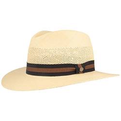 Breiter Original Panama Hut Strohhut Sommerhut aus Ecuador Traditionell Sonnenhut Handgeflochten mit ventilierter Krone - Bogart von Breiter