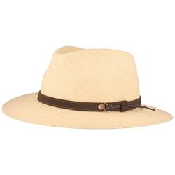 Breiter Original Panamahut Strohhut aus Ecuador Lederband Handgeflochten UV-Schutz Bruchschutz Natur S 55-56 von Breiter