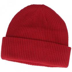 Breiter Strickmütze Beanie weiches Thinsulate™ Fleece-Futter 7 cm Umschlag Rot One Size von Breiter