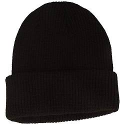 Breiter Strickmütze Wintermütze Beanie mit weichem Thinsulate™ Fleece-Futter & 7 cm Umschlag – für Damen & Herren (Schwarz, One Size) von Breiter