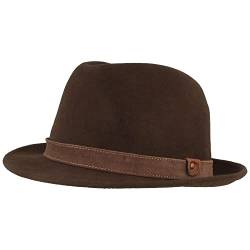 Breiter Trilby Knautschbar Filzhut schmale Krempe Wollfilz braun M 56-57 von Breiter