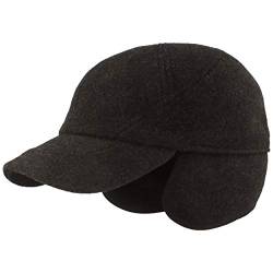 Breiter Winter Baseball Cap, Schirmmütze mit Teflon® Membran, ausklappbarer Ohrenschutz, Wolle, Grau 63 von Breiter