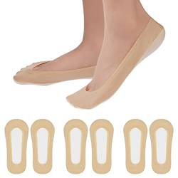 Füßlinge Ballerina Socken 6 Paar Baumwolle Nylon Mit Rutschfest Silikon 35-39, Sneaker, Unsichtbare Sportsocken Für Damen von Bremorou