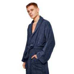 Brentfords Damen Bademantel, Sauna Bademantel Damen,Herren Unisex - Einheitsgröße Morgenmantel Damen Leichter 100% Baumwolle Marineblau von Brentfords