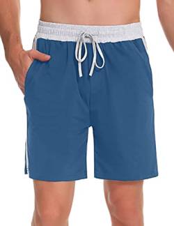 Bresdk Freizeithose Herren Baunwolle Sommer Kurze Hose Bermudahose Schlafanzughose für Männer Himmelblau L von Bresdk