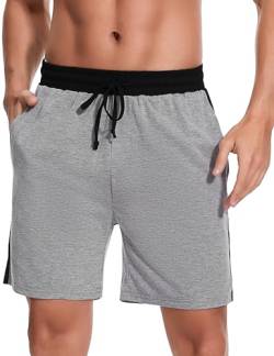 Bresdk Kurze Hose Herren Sommerhose Baumwolle Shorts Bermuda Schlafhosen für Männer Dunkelgrau L von Bresdk