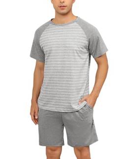 Bresdk Kurzer Schlafanzug Herren Sommer Übergrößen Zweiteiliger Pyjama Set M1443 Grau L von Bresdk