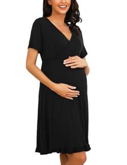 Bresdk Stillnachthemd Damen Nachthemd mit Stillfunktion Umstandskleid Umstandskleidung Nachthemden für Schwangere von Bresdk
