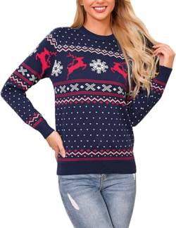 Bresdk Weihnachtspullover Damen Partner Paar Christmas Pullover Couple Weihnachtspulli Frauen Blau L von Bresdk