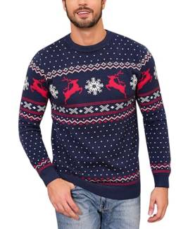 Bresdk Weihnachtspullover Herren Partner Paar Christmas Pullover Couple Weihnachtspulli Männer Blau M Rundhals Langarm von Bresdk