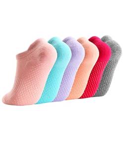 Grip Socks for Women Pilates Non Slip Socks Womens Pilates Socks with Grips for Women Grippers Socks No Slip Socks Women, 6P3 6mixcolor, Einheitsgröße von Breslatte