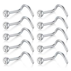 Briana Williams 316L Chirurgenstahl Nasenstecker Spirale 18G 20G 22G mit Steine Nase Stud Nasenpiercing Ohr Ringe Piercing Schmuck von Briana Williams