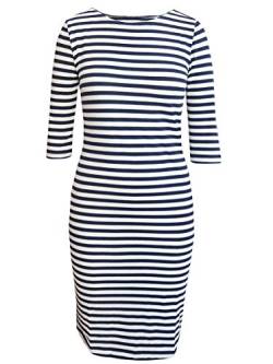 Brigitte von Boch - Damen - Portola T-Shirt- Kleid blau-Weiss - Maritim im Marine Look, Größe:M von Brigitte von Boch