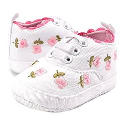 Brillabenny Mokassins Sneakers Schuhe Neugeborenes Baby Schuhe Baby Mädchen Slip on, Weiß Blumen Rosa, 18/19 EU Larga von Brillabenny