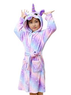 Brinny Kinder Bademantel Mit Kapuze Hoodie Sanft Einhorn Nachtwäsche Flanell Kuschelweicher Fleece Morgenmantel Pyjamas Bathrobe Kleinkind für Mädchen Jungen 4-5 Jahren von Brinny