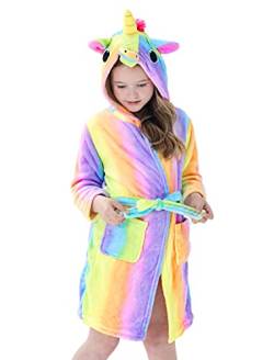 Brinny Kinder Bademantel Mit Kapuze Hoodie Sanft Einhorn Nachtwäsche Flanell Kuschelweicher Fleece Morgenmantel Pyjamas Bathrobe Kleinkind für Mädchen Jungen 5-6 Jahren von Brinny