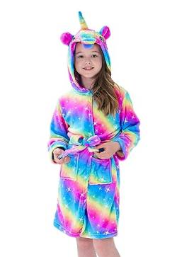 Brinny Kinder Bademantel Mit Kapuze Hoodie Sanft Einhorn Nachtwäsche Flanell Kuschelweicher Fleece Morgenmantel Pyjamas Bathrobe Kleinkind für Mädchen Jungen 5-6 Jahren von Brinny