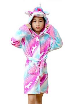 Brinny Kinder Bademantel Mit Kapuze Hoodie Sanft Einhorn Nachtwäsche Flanell Kuschelweicher Fleece Morgenmantel Pyjamas Bathrobe Kleinkind für Mädchen Jungen 6-7 Jahren von Brinny