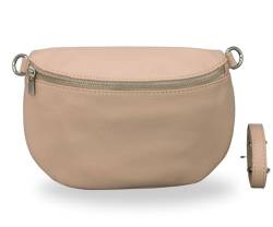 BRISE Damen Bauchtasche AFIA Handgemachte Umhängetasche Crossbody Bag Echtes Leder mit Ledergurt + Breiten Gemusterten Riemen 3 Fächer Stylische Made in Italy Gürteltasche (Rose - 1) von Brise Art