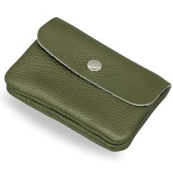 Brise Art Mini Geldbörse Damen Portemonnaie Damen Klein Geldbeutel aus Echtem Leder Verschließbar mit Druckknopf und Zipper Made in Italy Handgemachte Stylische Geldbörse mit 2 Fächern (Khaki) von Brise Art