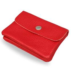 Brise Art Mini Geldbörse Damen Portemonnaie Damen Klein Geldbeutel aus Echtem Leder Verschließbar mit Druckknopf und Zipper Made in Italy Handgemachte Stylische Geldbörse mit 2 Fächern (Rot) von Brise Art