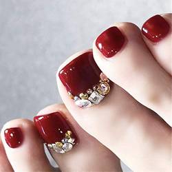 Brishow Künstliche Nägel Fuß Falsche Zehennägel Acryl-Stick auf Zehennägeln 24St. Für Frauen und Mädchen (l) von Brishow