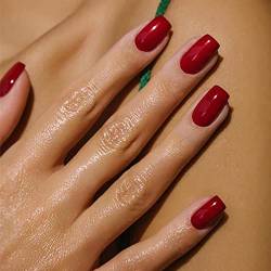 Brishow Kurz Künstliche Nägel Press on Nails Reine Farbe Nägel zum Aufkleben Ballerina Acryl Falsche Nägel 24 Stück für Frauen und Mädchen (red) von Brishow