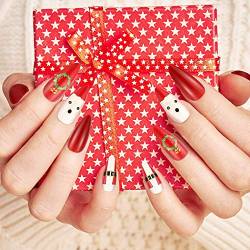 Brishow Weihnachten Künstliche Nägel zum Aufkleben Schneemann Press on Nails Rot Falsche Nägel Ballerina Acryl Full Cover 24 Stück für Frauen und Mädchen (1) von Brishow