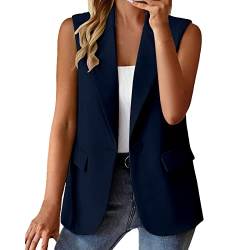 Briskorry Blazer Kurz Damen Festlich Sommerjacke Neon Damen Ärmellos Jacke Weste einfarbig Tasche Knopf Anzug Weste Sommerblazer 2023 von Briskorry