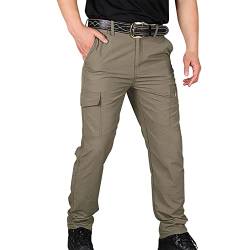 Briskorry Cargohose Herren Baggy Sweathose Elastische Bund Jogginghose Regular Fit Cargo Hosen Einfarbig Freizeithose Atmungsaktiv Leichte Straight Bein Hose Trekkinghose Outdoorhose von Briskorry