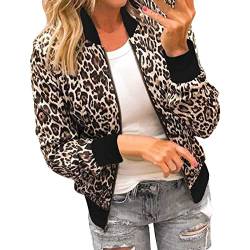 Briskorry Damen Casual Jacke Blumenmuster Langarm Bomberjacke Reißverschluss Stehkragen Outwear Kurz Coat Herbst Frühling Floral Casual Jacke Vintage Baseballkragen Jacke von Briskorry