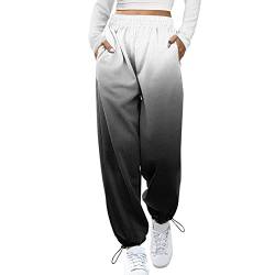 Briskorry Damen Jogginghose Baumwolle Lang Freizeithosen Zweifarbig Lässige Loose Sweathose mit Taschen Kordelzug Laufhosen High Waist Trainingshose für Frauen Sweatpants von Briskorry