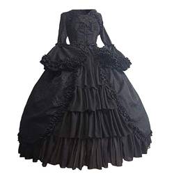 Briskorry Damen Mittelalter Gothic Kleid mit Spitze Viktorianisches Rokoko Abendkleider Cosplay Partykleid Tanzparty Ballkleid Retro Freizeitkleider Faltenrock Maxikleider von Briskorry