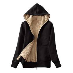 Briskorry Damen Plüschjacke Kapuzenpullover Hoodie Kapuzenjacke Sweatjacke Mantel Sweatshirt Zip Jacke Mit Kapuze Lange Gefüttert Herbst Winter Sweatshirt von Briskorry