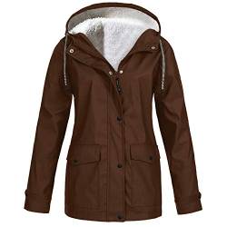 Briskorry Damen Regenjacke Wasserdicht Atmungsaktiv,Leichte Gefüttert Windbreaker Wetterfest Funktionsjacke Reißverschluss Outdoorjacke Mit Kapuze Radfahren Outdoor Funktionsjacke von Briskorry