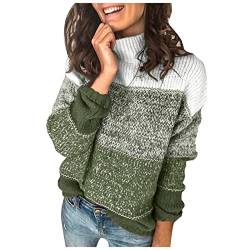 Briskorry Damen Rollkragen Grob Strick Pullover Winter Warm Strickpullover Langarm Zierknöpfe Winterpullover Rollkragenpullover Tops Einfarbig Grobstrick Oberteile von Briskorry