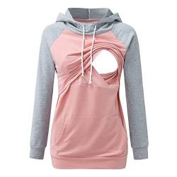 Briskorry Damen Stillpullover Winter Baumwolle Langarm Einfarbig Rollkragen Zweilagiges Stillen Sweatshirt Hoodie mit Taschen für Schwangerschaft Basic Stillzeit Umstandsmode Stillshirts Mit Scarf von Briskorry