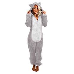 Briskorry Damen Tier-Pyjama für Erwachsene Plüsch Onesie Hausanzug Kuschelig und Warm Onesie Damen, Jumpsuit Damen Kuschelig, Einteiler Schlafanzug Damen, Pyjama Overall Damen Karnevals-Kostüm von Briskorry