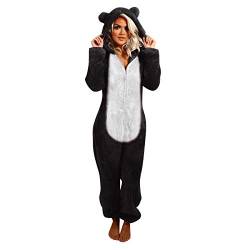 Briskorry Damen Tier-Pyjama für Erwachsene Plüsch Onesie Pyjama Kuschelig und Warm Onesie Damen, Jumpsuit Damen Kuschelig, Einteiler Schlafanzug Damen, Pyjama Overall Damen Karnevals-Kostüm von Briskorry