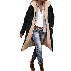 Briskorry Damen Wintermäntel Lang Auf Beiden Pufferjacken Fleece Winterjacke Casual Wintermantel mit Kapuze Frauen Warmer Kapuzenmantel Oberbekleidung Outdoorjacke von Briskorry