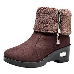 Briskorry Damen Winterschuhe Schneestiefel Winterstiefel Baumwollschuhe, Verdickte Plüsch Wasserdichte Kurzer Boot Warm Halten Stiefel Schuhe mit weichem Boden und Seitlicher Reißverschluss von Briskorry