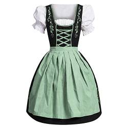 Briskorry Dirndl für Damen Oktoberfest Damen Outfit Trachtenkleid Damen große größen Dirndl Damen blau 3 teilig für Oktoberfest deutsches Dirndl Kleid Damen Dirndl Kleid (Green, XXXXL) von Briskorry