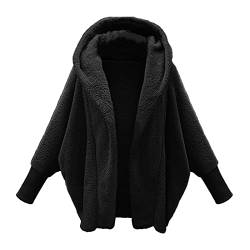 Briskorry Feste Teddy-Fleece Übergangsjacke Damen Kuscheljacke Winter Warm Flauschige Cardigan Jacke Parka Mantel Teddyjacke Plüschjacke Winterjacke mit Kapuze von Briskorry