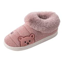 Briskorry Hausschuhe Damen Geschlossen Leicht Kuschelig Filzpantoffeln Winter Wärme Bequem Pantoffeln Plüsch Weiche Herbst und Winter Filzpantoffeln Flache Hüttenschuhe (Pink-a, 38-39) von Briskorry