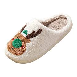 Briskorry Hausschuhe Damen Plüsch Weihnachtsmotiv Hüttenschuhe Festlicher Weihnachten Deko Pantoffeln Slippers Gefüttert Bequem Winterschuhe Freizeitschuhe Boots (Green-C, 42) von Briskorry