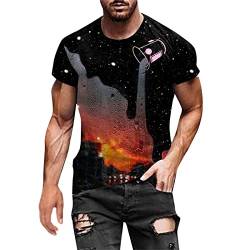 Briskorry Herren Bunt Galaxy 3D Druck Rundhals Casual Strassenmode Sport Spaß Motiv Tops T-Shirt Fashion Streetstyle Sommer Grafik Kurzarm Gym Beiläufige Männer Bodybuilder Trainingsshirt von Briskorry