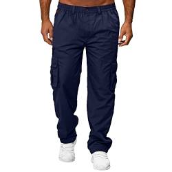 Briskorry Herren Cargo Jogging Hose Lange Regular Fit Cargohose Casual Einfarbig Freizeithose Stoffhose aus Stretch Material Oversize Lässige Sweathose Sporthose mit Elastischer Bund Seitetasche von Briskorry