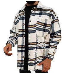 Briskorry Herren Flanellhemd Verdickt Warme Fleece Gefüttert Thermohemd Modern Langarm Kariertes Flanell Bequemes Winterjacke für Männer Regular Fit Baumwollhemd Herren Freizeit Hemdjacke Karierthemd von Briskorry