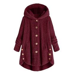 Briskorry Hoodie Damen Plüschjacke Flauschig Herbst Warm Teddyjacke Lang Gefütterte Kapuzenpullover Übergangsjacke Kuschelig Plüschmantel Fleecejacke Winterjacke Wintermantel von Briskorry